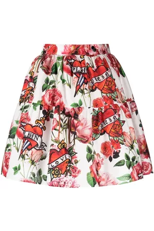 Philipp Plein Floral pleated mini skirt