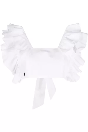 Philipp Plein Cropped ruffle-trimmed top