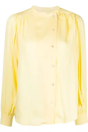 YVES SALOMON Gathered-detail off-centre blouse