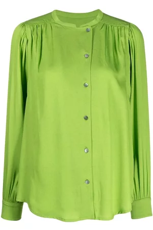 YVES SALOMON Gathered-detail off-centre blouse