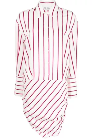 The Attico Hatty striped draped dress