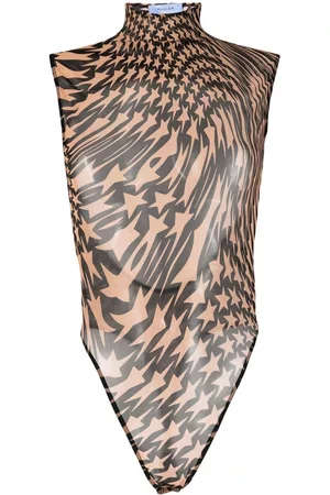 MUGLER Star-print mesh bodysuit