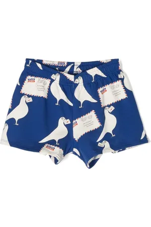 Mini Rodini Pigeon-print organic cotton shorts