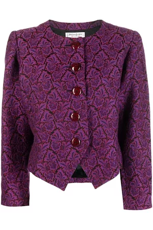 Saint Laurent Floral jacquard collarless jacket