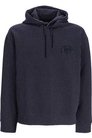 Emporio Armani Pinstriped embroidered logo hoodie