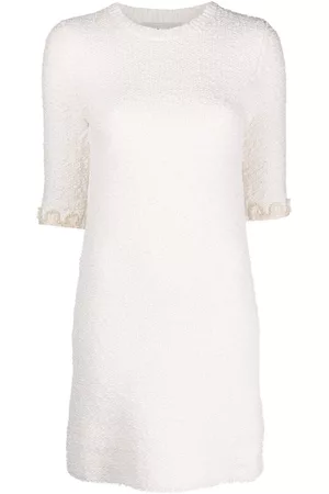 Lanvin Floral-embroidered knitted tweed dress