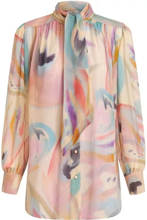 Etro Painterly-print pussy-bow blouse