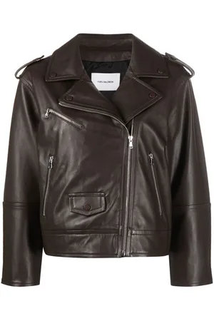 YVES SALOMON Leather zip-up flight jacket