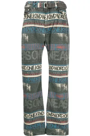SACAI Slogan-print cotton jeans