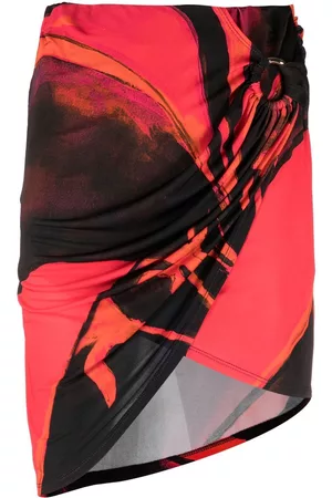 Louisa Ballou Coastline Red Queen-print draped miniskirt