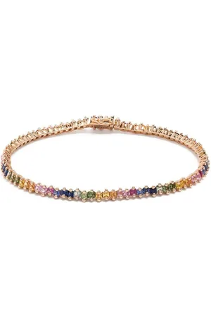 Suzanne Kalan 18kt rose gold Princess Midi Rainbow sapphire tennis bracelet