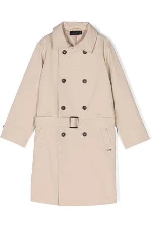 Emporio Armani Boys Trench Coats - Double-breasted belted trenchcoat