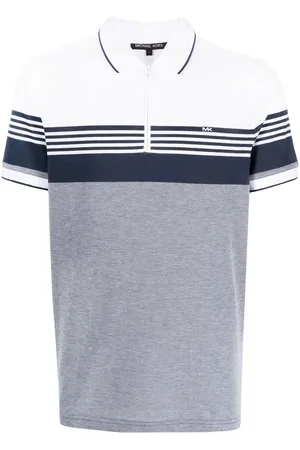 Michael Kors Men Polo Shirts - Stripe-print short-sleeved polo shirt
