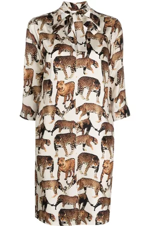 ALBERTO BIANI Animal-print silk shirt dress
