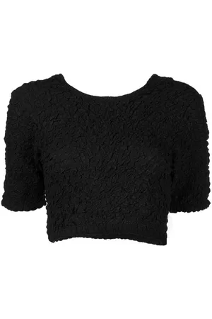 Ganni Shortsleeved cotton crop top