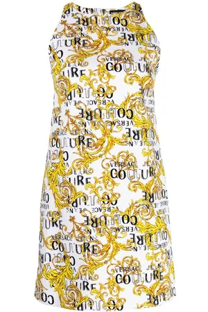 VERSACE Logo Couture-print sleeveless minidress