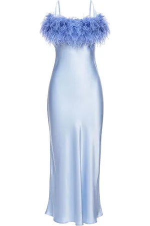 Sleeper Boheme Feather Trim Slip Dress