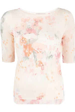Twin-Set Floral-print ribbed top