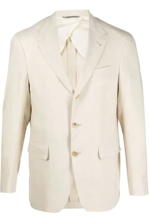 CANALI Single-breasted wool-linen blazer