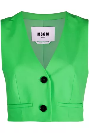 Msgm Cropped virgin wool waistcoat