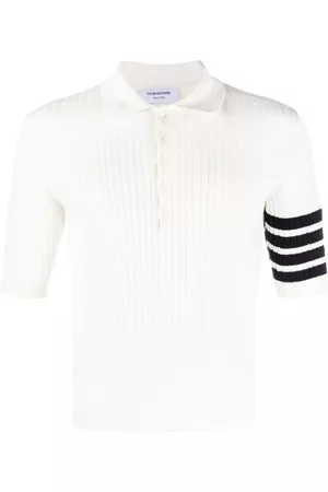 Thom Browne 4-Bar cable-knit ribbed polo shirt