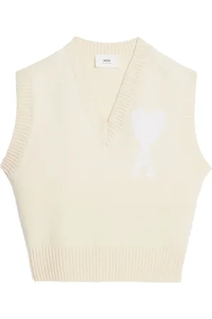 Ami Logo-intarsia knitted vest