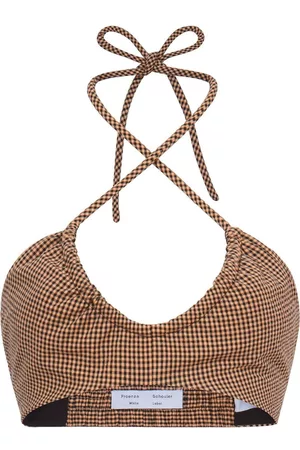 Proenza Schouler Gingham-check halterneck bralette