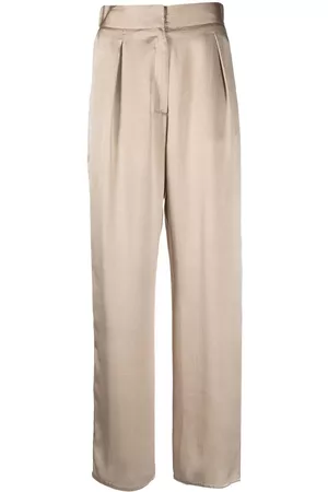 DUSAN Cropped silk palazzo pants