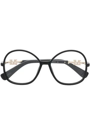 Max Mara Logo-lettering round-framed glasses