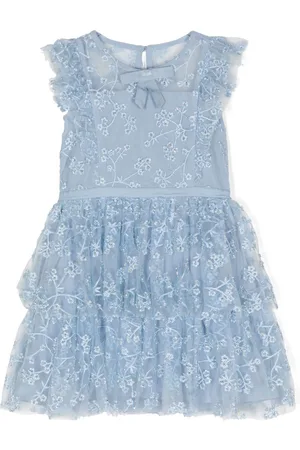 Self-Portrait Floral-embroidery bow-detail dress