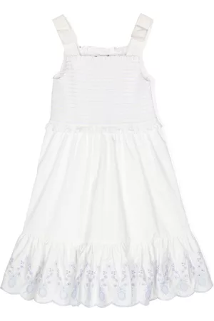 Self-Portrait Embroidered-edge cotton dress