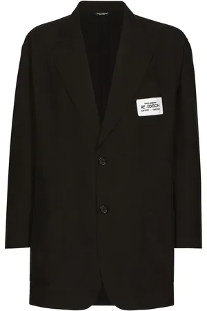 Dolce & Gabbana Logo-patch silk-cotton blazer
