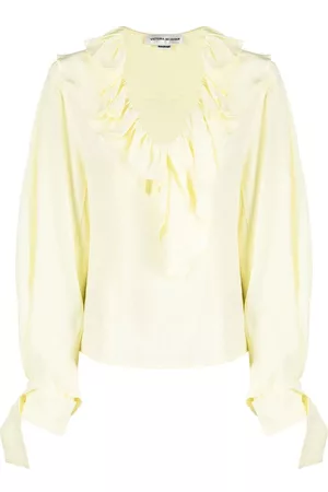 Victoria Beckham Ruffled V-neck silk blouse