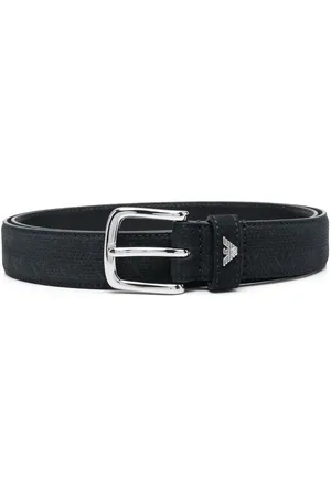 Emporio Armani Men Belts - Logo plaque buckle leather belt