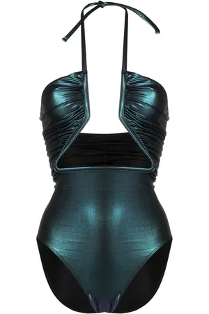 Rick Owens Iridescent-effect cut-out swimsuit