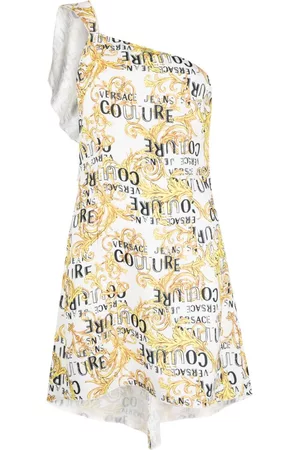 VERSACE Logo-print one-shoulder dress