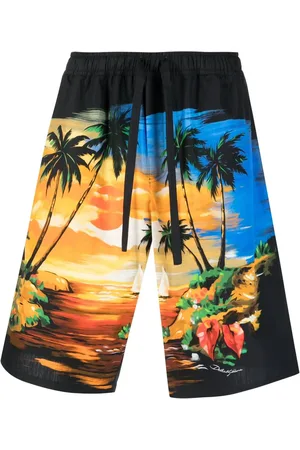 Dolce & Gabbana Palm tree-print cotton shorts
