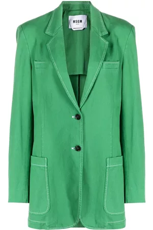 Msgm Contrast-stitch denim blazer