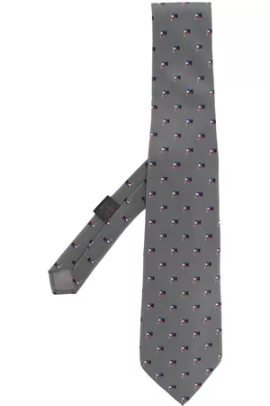 VERSACE 1970s flag print silk necktie