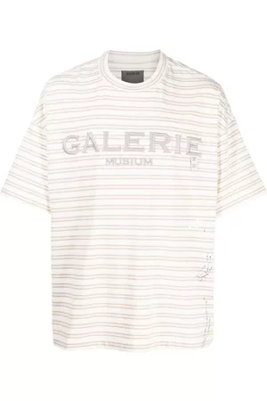 Musium Div. Striped embroidered-logo T-shirt