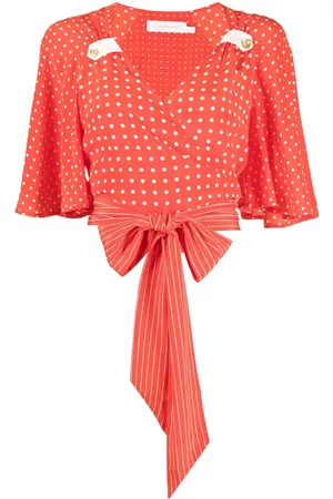 ZIMMERMANN Polka dot bow-fastening silk top