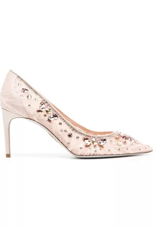 RENE CAOVILLA Lace embellished crystal pumps