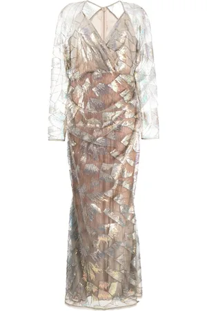 TALBOT RUNHOF V-neck floor-length dress