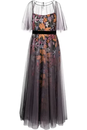 TALBOT RUNHOF Floral-embroidered floor-length dress