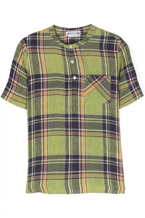BONPOINT Tartan collarless shirt
