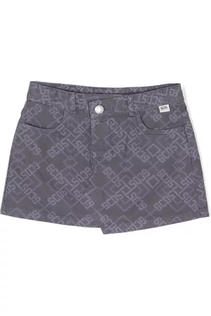 GCDS Logo-print asymmetric skirt
