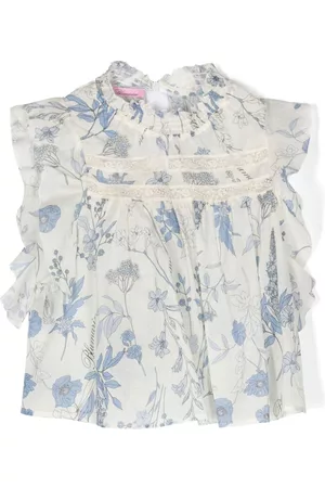 MISS BLUMARINE Floral-print ruffled blouse