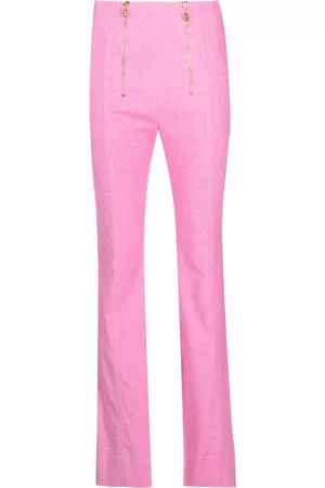 Patou Zip-detail tweed flared trousers