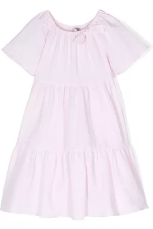 Il gufo Short-sleeve crepe-texture cotton dress