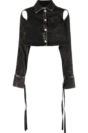 ANDREADAMO Cut-out cropped denim jacket